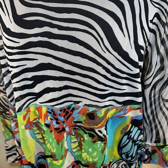 Michael Tyler Zebra Abstract 2 PC. Asymmetrical Top Size XXL - Picture 5 of 11